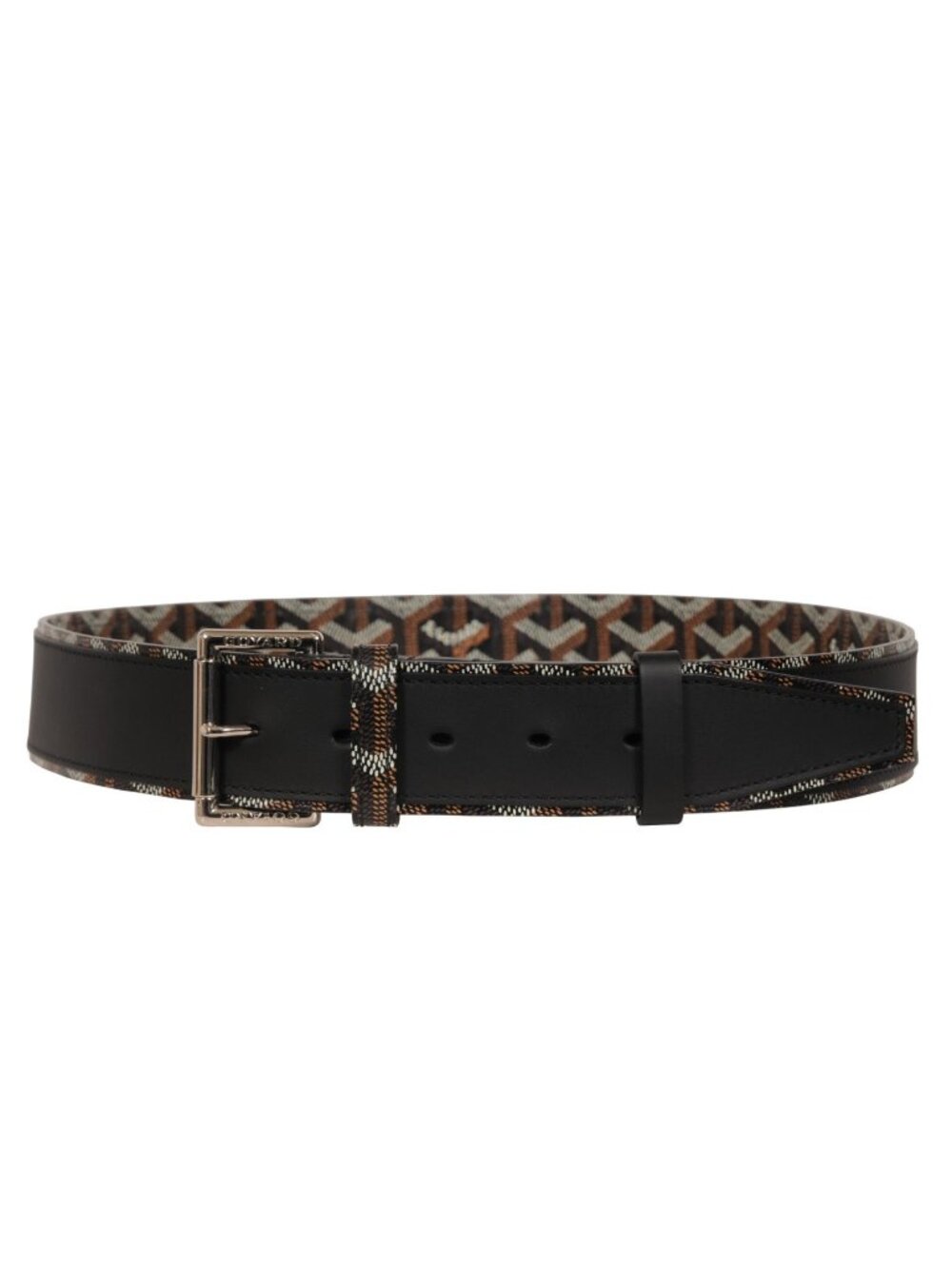 Goyard Florida II Belt 90 29 30 31 Black Brown Goyardine Canvas Leather 5 Hole